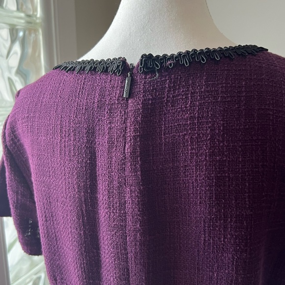 Karl Lagerfeld Paris Purple V-Neck Dress | Pockets | Textured Knit | Winter - Picture 3 of 7